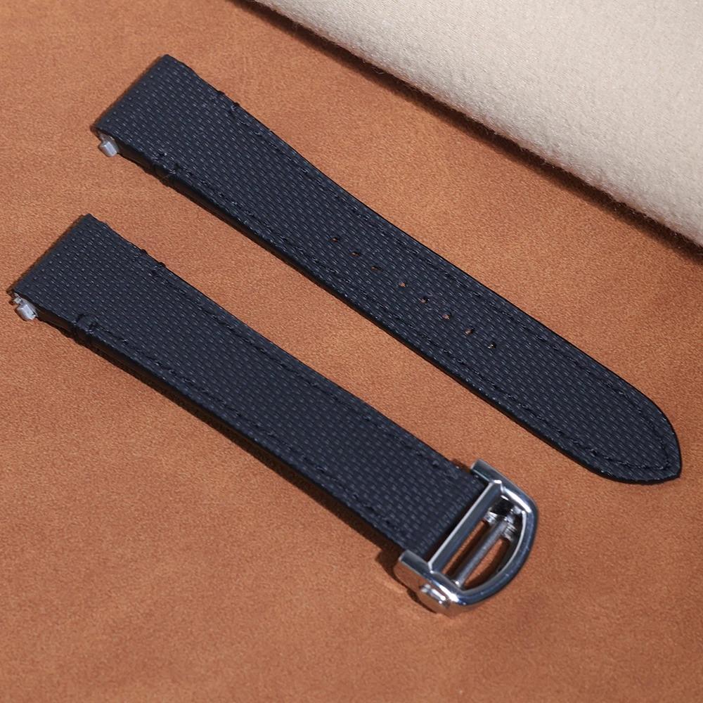 19 мм 21 мм Ремешок для часов из FKM-резины для Cartier Santos WSSA0009 WSSA0010 WHSA0021 Быстросъемный стальной браслет