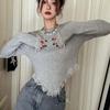 Tassel T Shirt Korean Style Solid Color Crop Top Autumn Long Sleeve Tees Slim Fashion Tshirts Femme O-neck Clothes Japanese