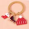 Cute Enamel Christmas Santa Claus Keychain Snowman Key Ring Pendants for Key Holder Handbag Accessories DIY X'mas Jewelry Gift