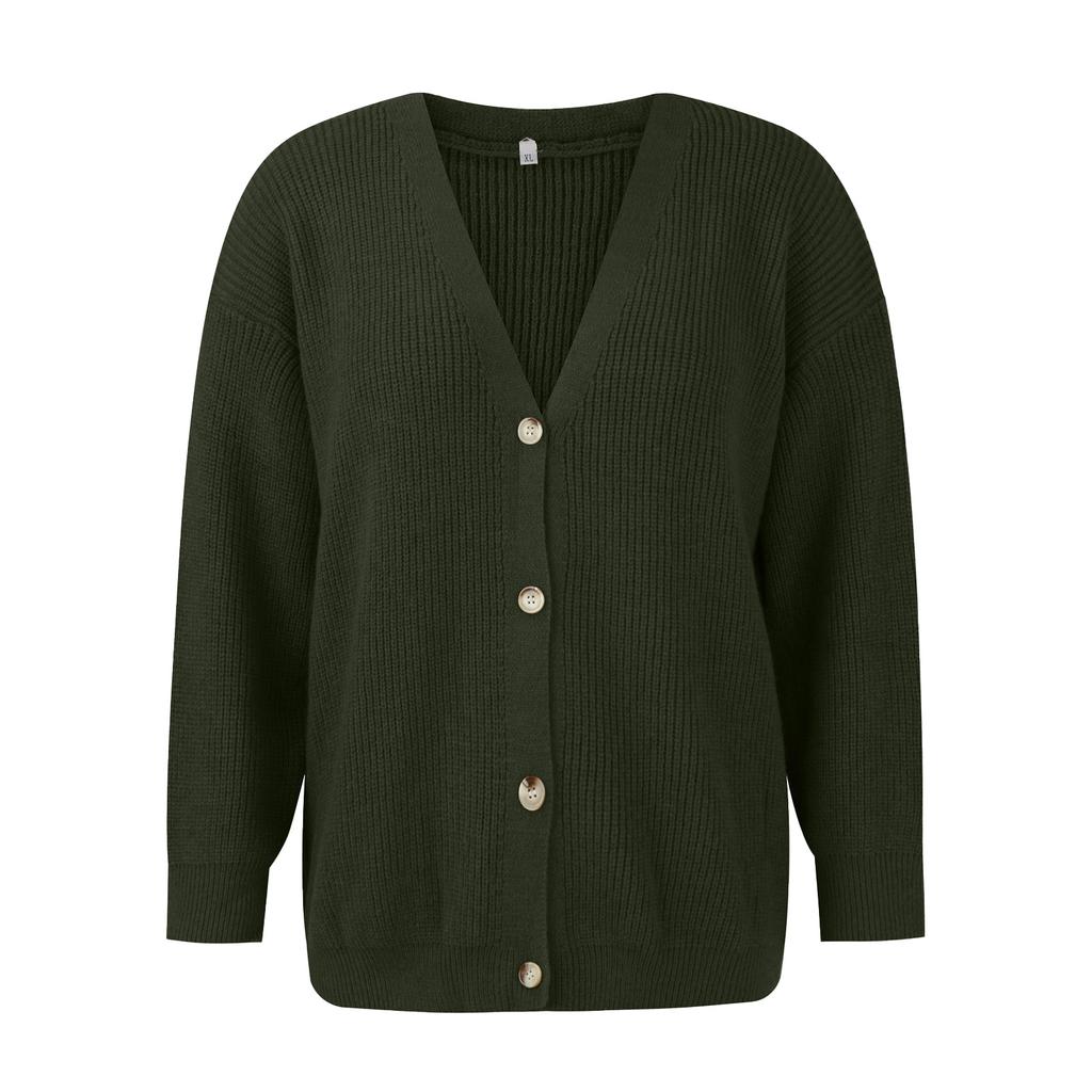 Женский кардиган спереди, на больших пуговицах, легкий свитер, свободный кардиган с V-образным вырезом, вязаная куртка