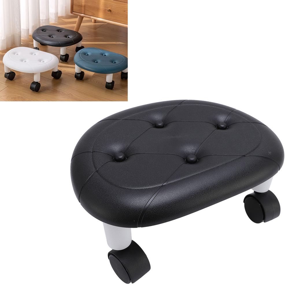 Low Rolling Stool with Wheels Ergonomic Heavy Duty Short Rolling Seat for Bedroom Living Room