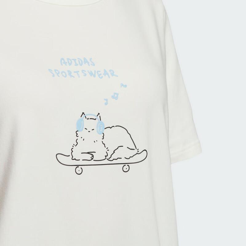 Adidas Футболка с коротким рукавом и круглым вырезом в стиле аниме, женские топы, белые JN6660