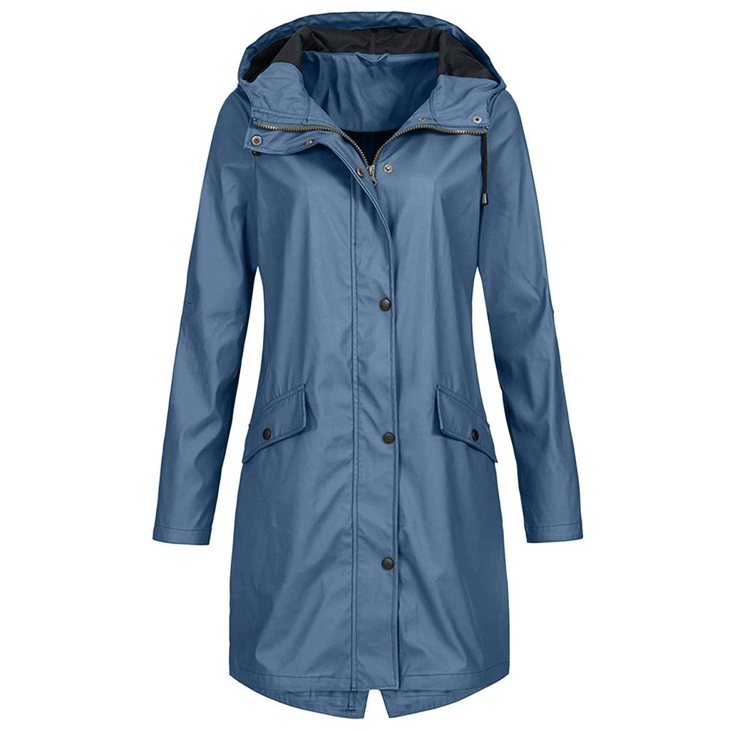 Womens Waterproof Raincoat Ladies Outdoor Wind Rain Forest Jacket Plus Size Coat