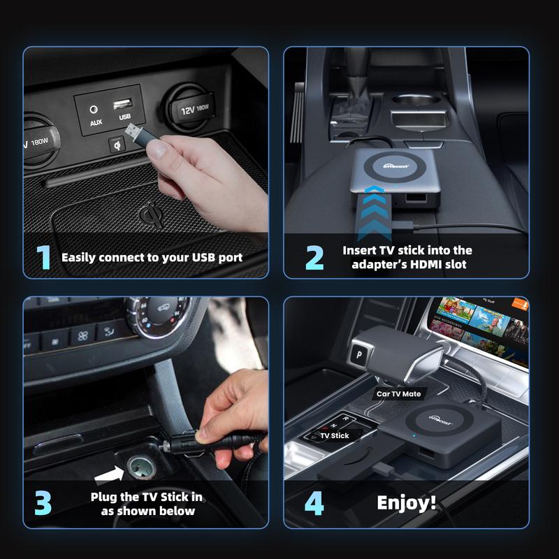 OTTOCAST Car TV Mate C4 Беспроводной адаптер Android Auto CarPlay Поддержка HDMI входа Видеоконвертер для ТВ-стиков Игровых консолей