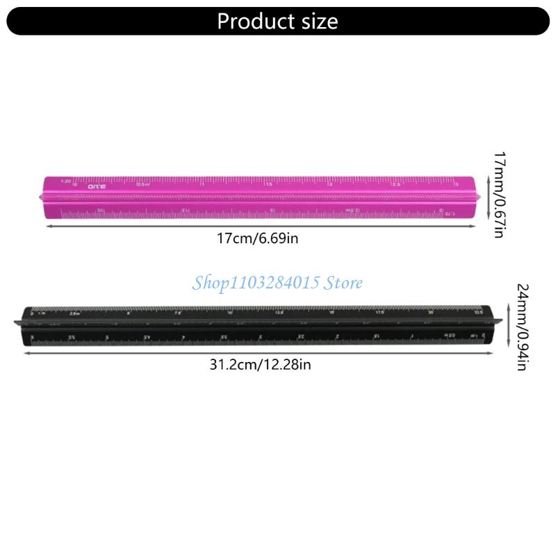 R6FF Aluminum Drafting Ruler With Clear Engraved Markings Measuring Scale