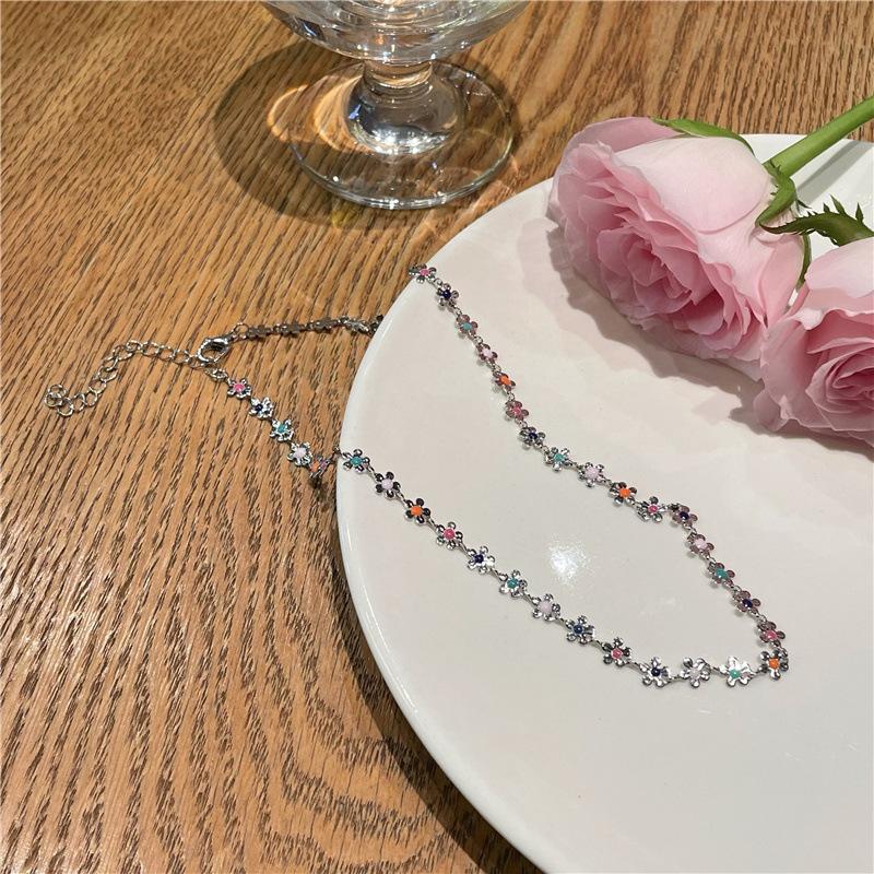 Fashion Enamel Colorful Little Flower Choker Necklace For Women Girls Vacation With Jewelry Accessories3