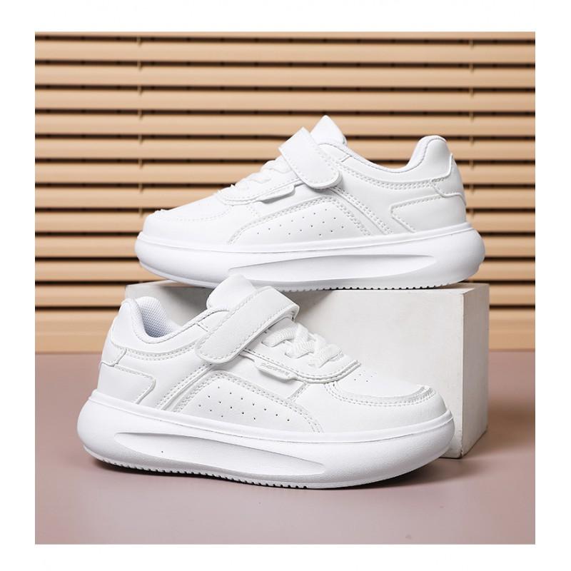 Kids White Leatherette Sneakers Boys Girls Breathable Casual Shoes