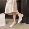 Elegant Patent Leather Low Heel Sandals for Women Shiny Crystal Pointed Toe Party Dress Shoes Size40 Comfort Slingback Sandals