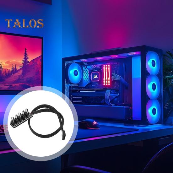 Разветвитель вентилятора концентратора плетеный кабель универсальный подходит простая установка интеллектуальный 4-контактный ШИМ процессорный вентилятор охлаждения разветвитель концентратор адаптер