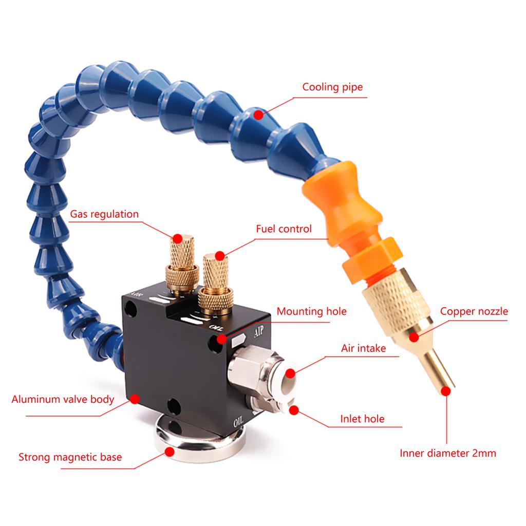 Система распыления СОЖ, распылитель для охлаждения при резке металла, гравировке, для станка с пневмотрубкой, токарного, фрезерного, сверлильного