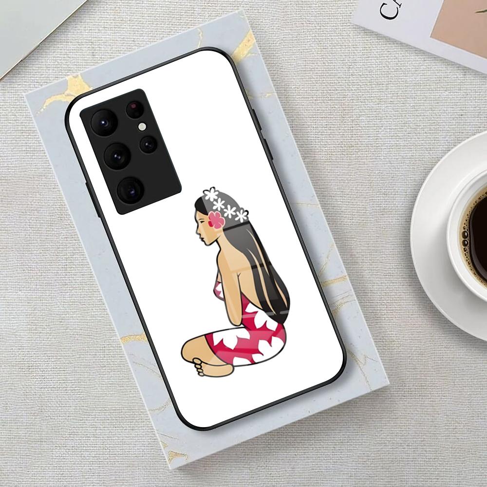 Чехол для телефона H-Hinano Tahiti Girl Beach для Samsung S26 S25 Edge Ultra 23 22 21 20 Ultra Plus S24 Fe Стеклянная крышка