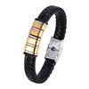 Vnox Free Personalized Family Names Stainless Steel Beads Bracelets Gift for Dad Grandpa, Mens Leather Wristband,Christmas Gift