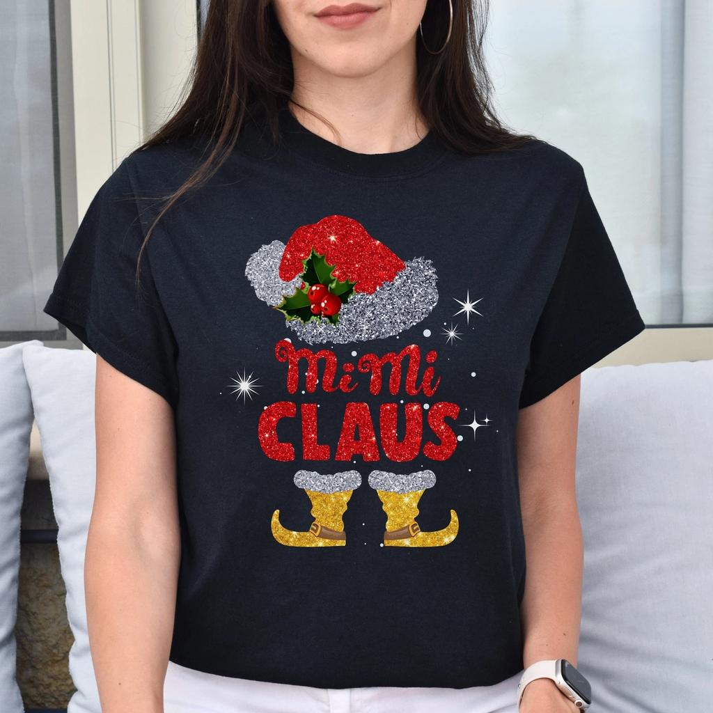 Mimi Claus Christmas Unisex Shirt Grandma Holiday tee Black Dark Heather