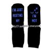 100% Cotton Casual Sports Socks with Lettered Non-Slip Dots - Mid-Tube