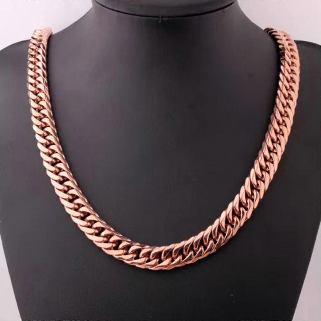 11/13/16mm Polished Fashion Mens Chain Stainless Steel Curb Cuban Link Necklace-Rose Gold-16mm-10.5inch bracelet