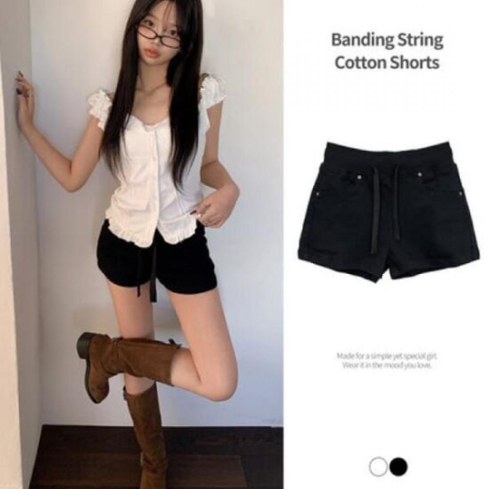 The Pink Women Elber Banding String Cotton Short Pants