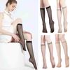 1 Pair Women Long Socks Ultra-thin See-through Anti-slip Quick-drying Match Skirt Solid Color Japanese Style Calf Length Mid Tube Summer Stockings