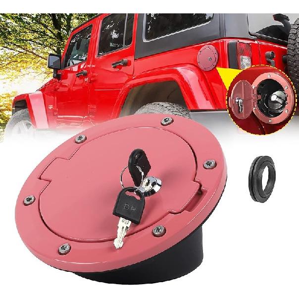 Fuel Door Cover JeCar Locking Gas Cap Cover For 2007-2018 Jeep Wrangler JK & Unlimited