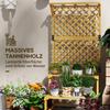 Plant Stand Flower Shelf 2 Tiers With Trellis And Roof Fir Wood 75x50x166cm Yellow