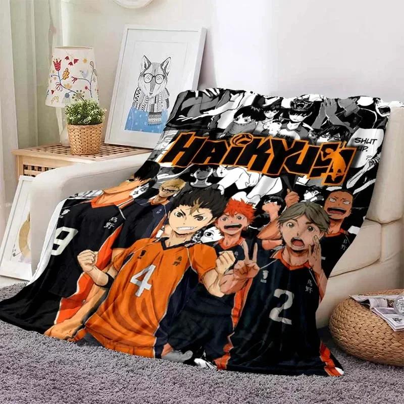 Volleyball Anime Plaid Haikyuu Blankets Coral Fleece Plush Decoration Miya Atsumu Manga Soft Throw Blankets for Bed Travel Quilt