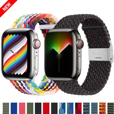 1 шт. плетеный нейлоновый соло-петля, регулируемый для Apple Watch Ultra Band 49, 45, 44, 41, 40, 38 мм, эластичный браслет для iWatch Series 9, 8 Se, 7, 6, 5, 4, 3, 2, 1, ремешок