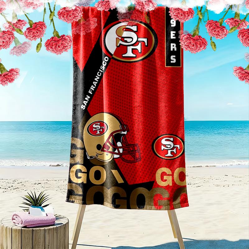 San Francisco 49ers Print Beach Towel, Large Soft Quick Dry Towel for Beach Camping Swimming