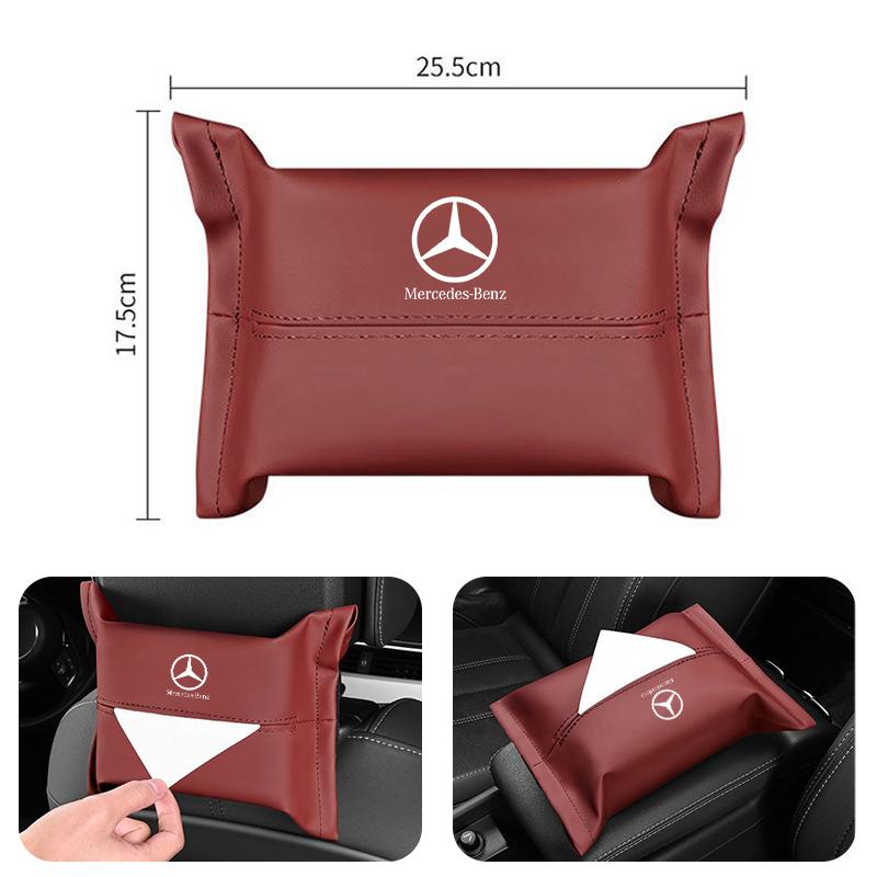 1pcs Car Tissue box Interior Leather Paper Tissue Storage Box For MERCEDES BENZ W211 W204 W210 W203 CLA GLA Interior Accessories CDEFG1
