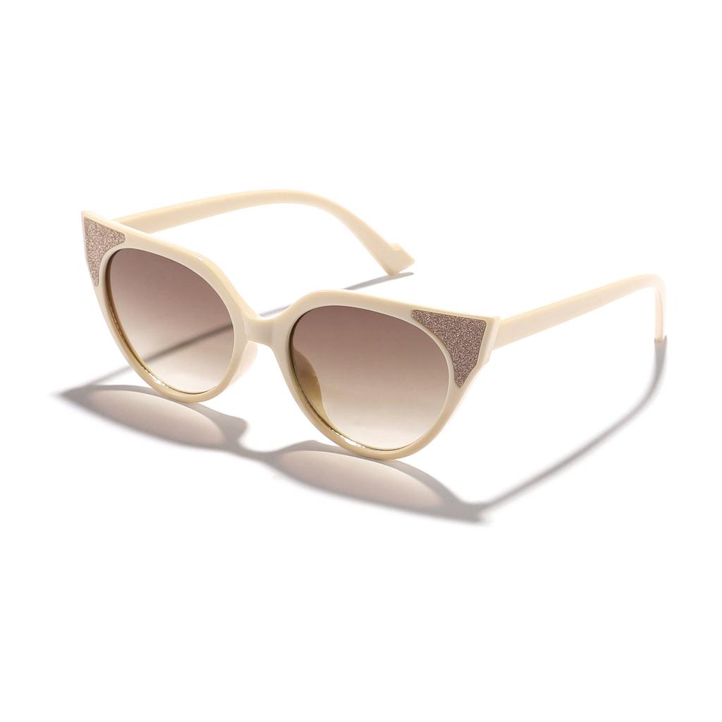 2026 New Children's Fine Glitter Cat-Eye Frame Cute Baby Candy-Colored Outdoor Sunshade Sunglasses