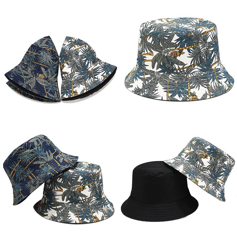 Double Sided Cartoon Graffiti Bucket Hat Travel Sun Cap Men Women