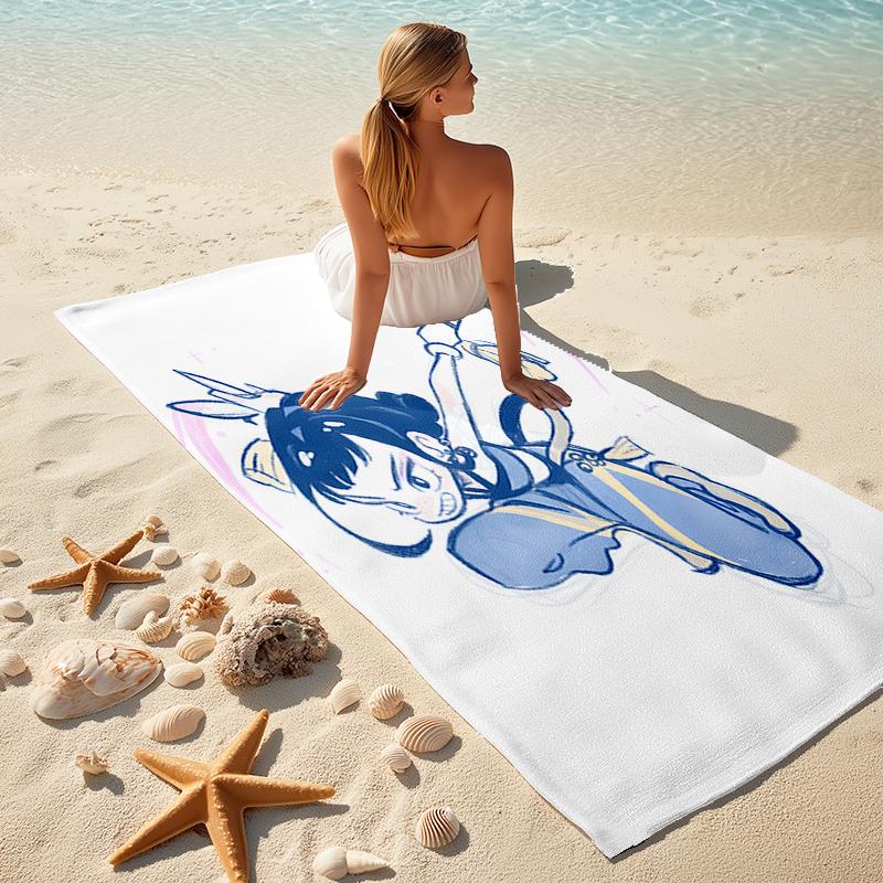 1pc KPop Demon Hunters ZOEY1 Beach Towel, Comfortable and Thick, and Swimming/Bath/Picnic/Camping Towel, Suitable for Seaside Beaches