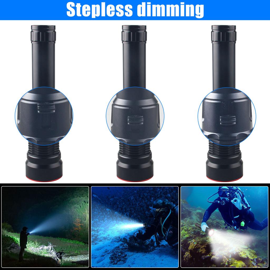 Powerful P70 Diving Flashlight IPX8 Underwater Lamp Professional Scuba Diving Torch 100M High Power LED Flashlights Fishing Lamp