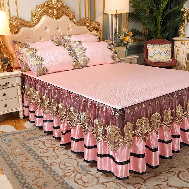 3 шт., мягкий коврик для льда, покрывало на кровать, комплект простыней с вышивкой, который можно стирать в машине, с фиксированной резинкой для размера Queen King Size