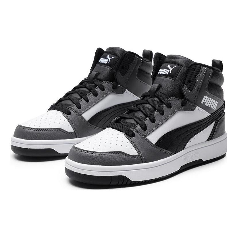 Puma Кроссовки Rebound V6 392326-03 Белые/Черные/Теневые Серые Унисекс Средней Высоты Ретро Баскетбольные