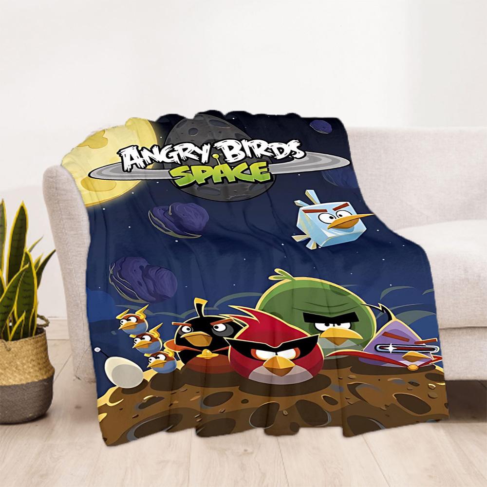 1PC Angry Birds Space Outdoor Flannel Throw Blanket - HD Printed Lightweight Soft Warm All-Season Blanket for Sofa, Bed, Travel, Camping 096