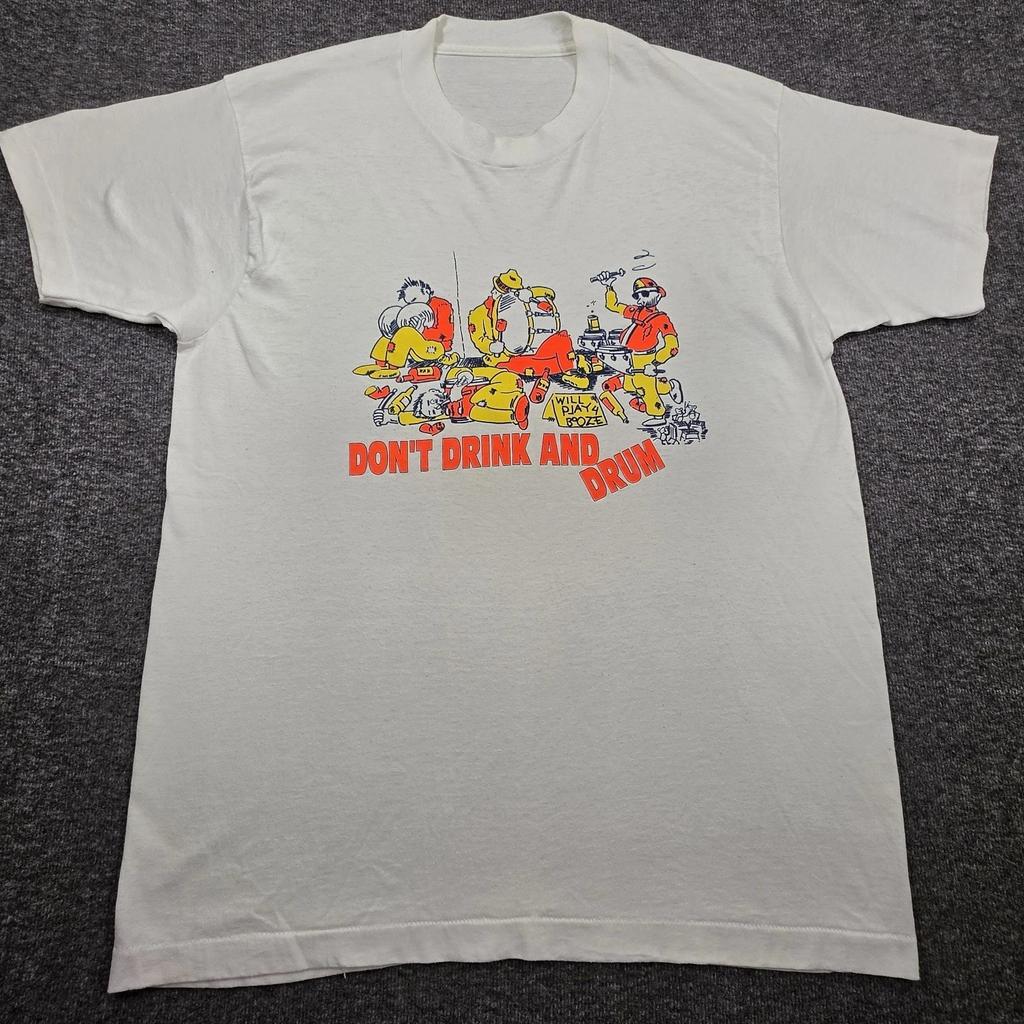 Vtg 90s Screen Stars Dont Drink Drum Funny Graphic Heather T Shirt