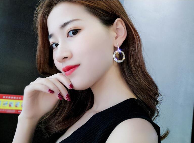 Design Creative Jewelry High Quality Crystal Earrings Round Gold And Silver Earring Wedding Earrings Ladies Brincos De Festa