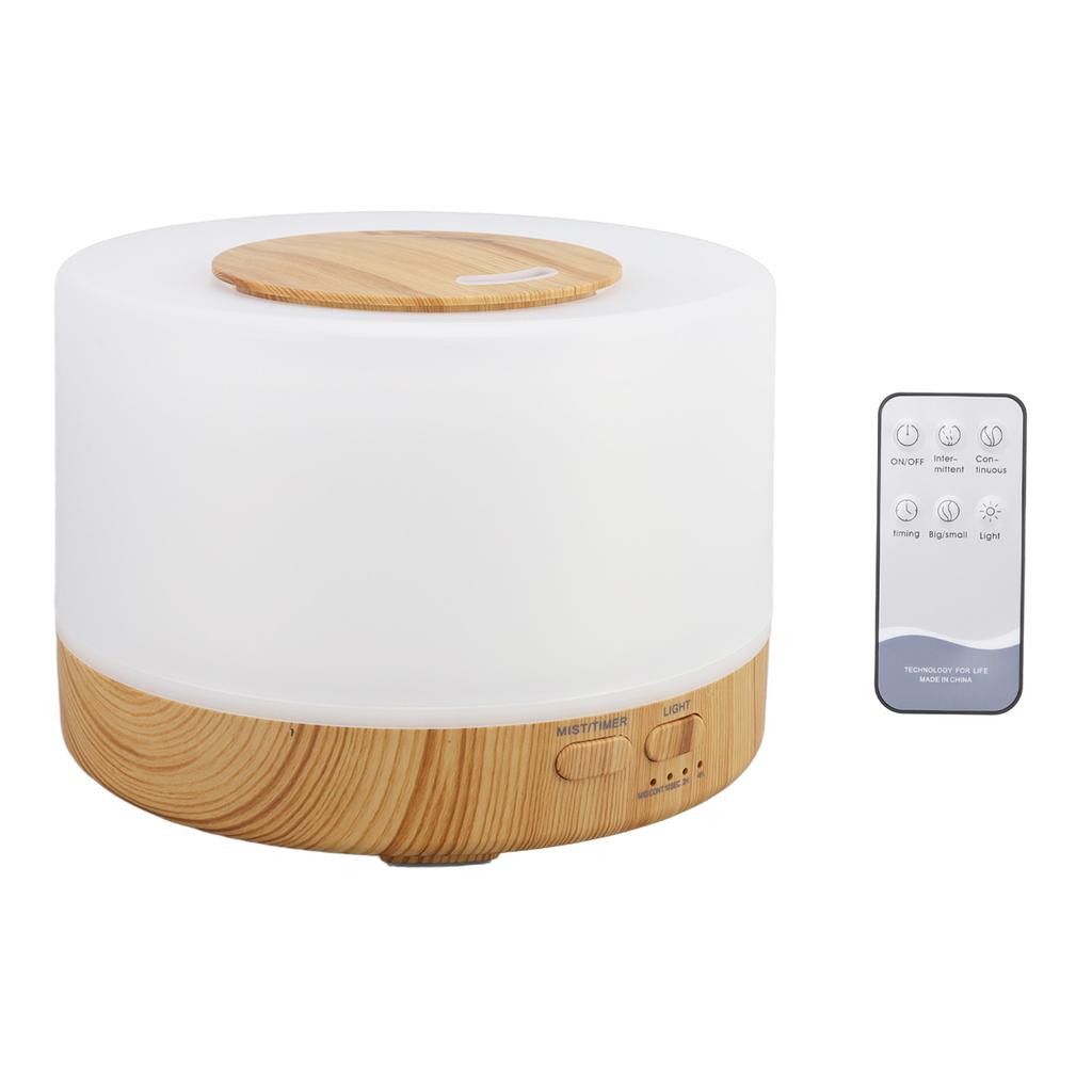 Desk Humidifier 500ml Wood Grain 7 Color LED Light 35dB Remote Control Aromatherapy Diffuser