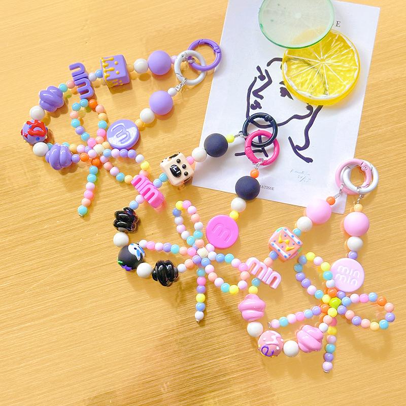Candy Color Phone Buckle Beads Cute Lanyards Bead Chain Pendant For Phone Strap