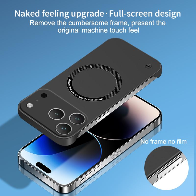 Премиальные Ультратонкие Безрамочные Магнитные Чехлы для IPhone 17 Air 16E 15 14 Plus 13 12 Pro Max Беспроводная Зарядка PC Жесткая Задняя Крышка