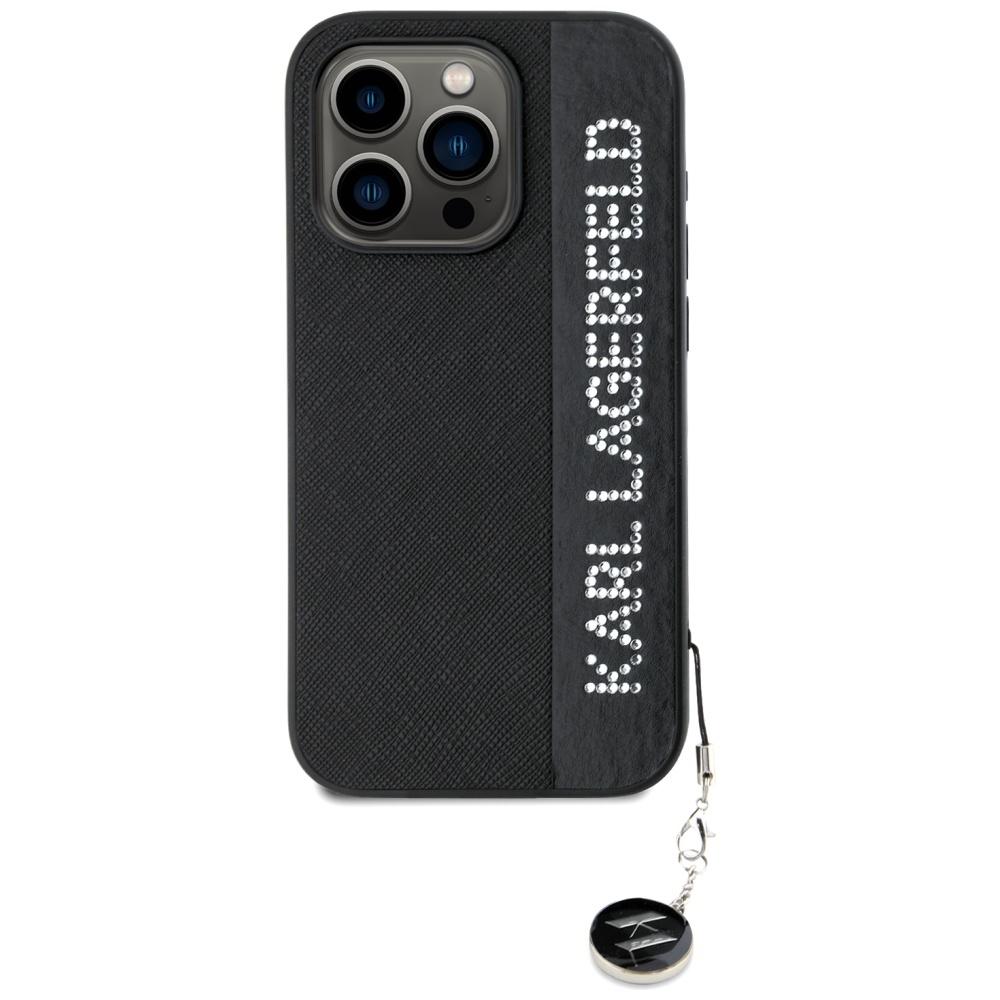 Karl Lagerfeld KLHCP15LPSAKDGCK iPhone 15 Pro 6.1" black/black hardcase Saffiano Rhinestones & Charm