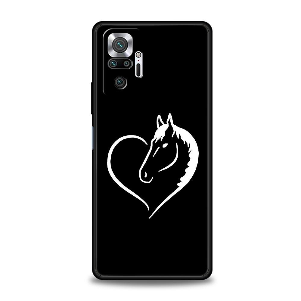 Чехол для телефона с изображением лошади, Арт Животные, Для Xiaomi Redmi Note 14 13 5G 10 11 12 Pro Plus 4G 14C 13C 12C 10C, Черный