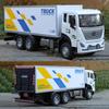 1:32 Container Transport Truck Alloy Car Diecast Toy Model Doors Opened Sound Light Pull Back Vehice Children's Puzzle Toys Gift