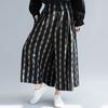 Vintage Plaid Loose Wide Leg Pants Spring Summer Elastic Waist Pockets Ankle Length Women Pants