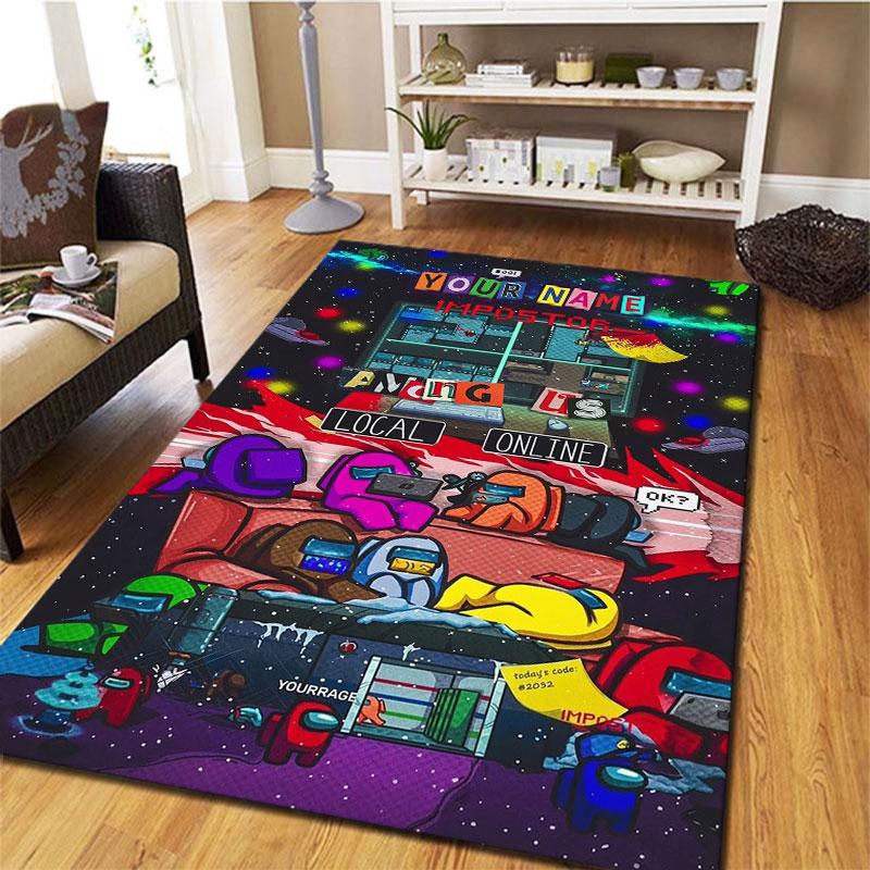 Among Us Custom Name Carpet Rug for Living Room Bedroom Home Sofa Decoration,Kids play Non-slip Floor Mat