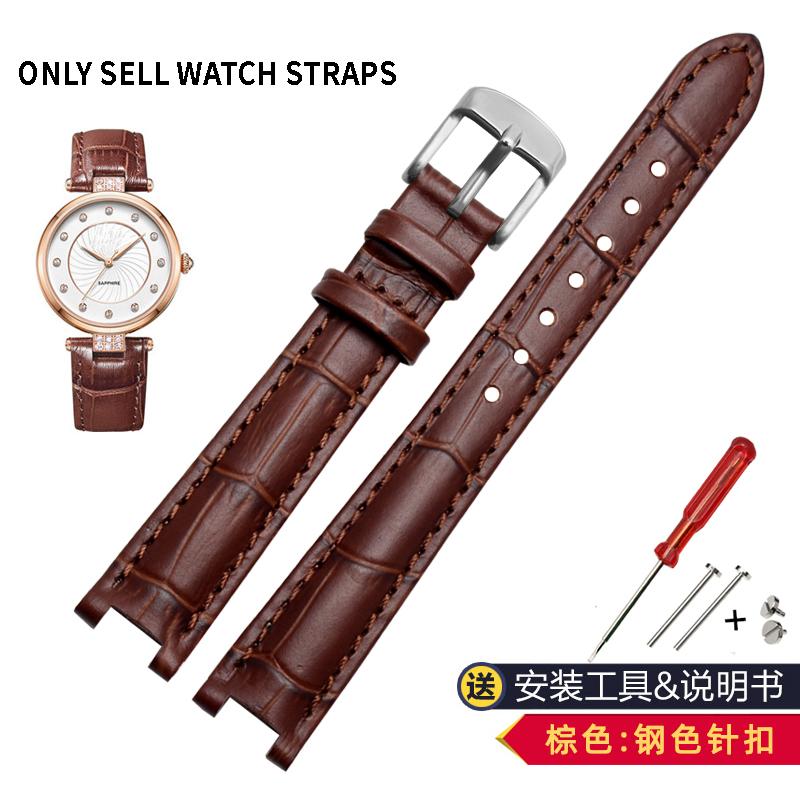 For Rossini 516752 616764 517784 5758G Notch Watch Chain Cowhide Leather Watchband Red Bracelet Men Women 14mm 16mm 18mm Strap