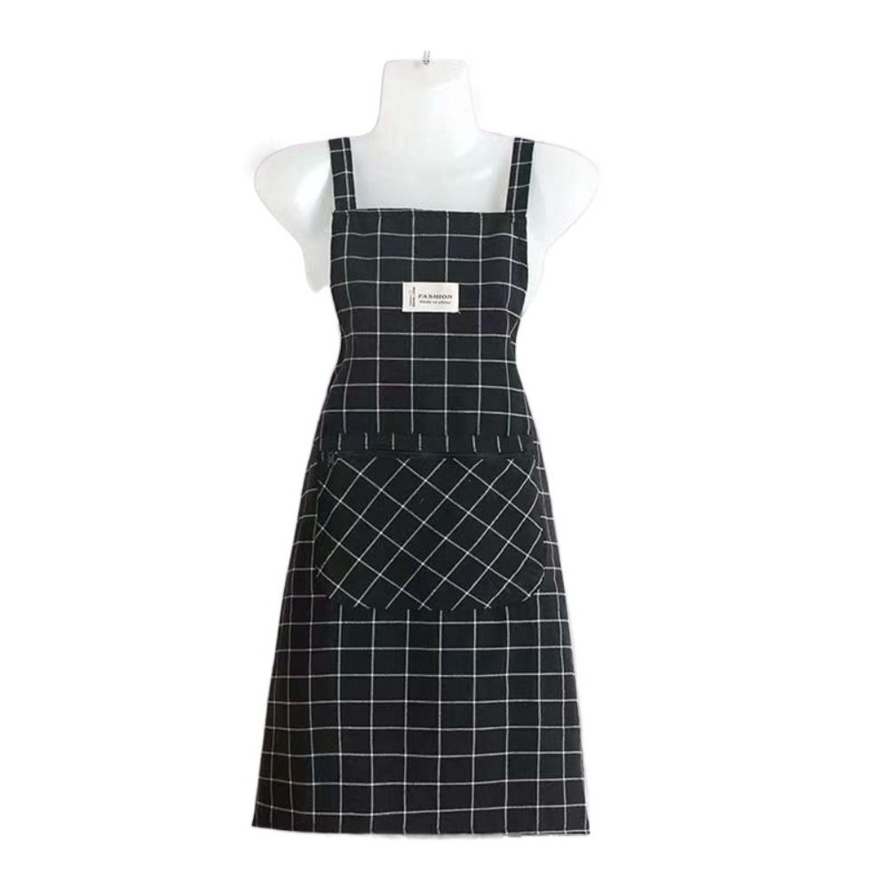 Checkered Cotton Apron Oil-proof Cooking Apron Cooking Accessories Kitchen Apron Kitchen