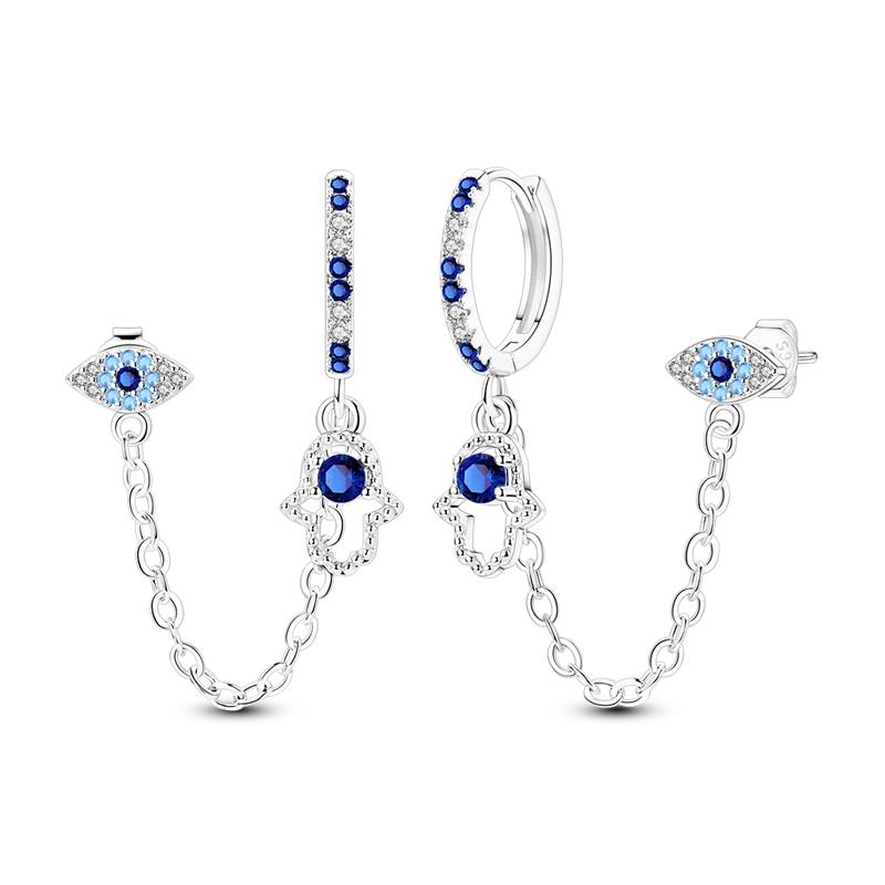 Hot Selling 925 Sterling Silver Blue Stars Butterfly Zircon Exquisite Earrings Suitable For Girls' Charming Jewelry Gifts