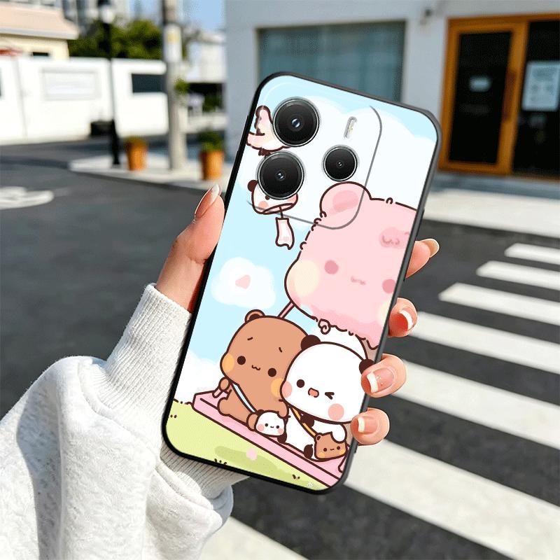 Мультяшный Милый Мягкий Чехол Bubu Dudu для Телефона Xiaomi Redmi Note 12 13 14 15 Pro Plus 11 12S 11S 11T 10 4G Черный Задний Корпус