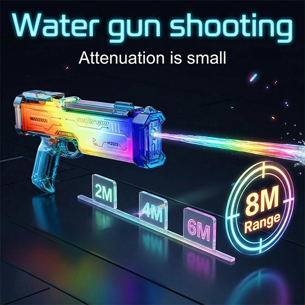 Электрический водяной пистолет 500 мл со светодиодной RGB подсветкой, Автоматический водяной пистолет для детей и взрослых, Летняя вечеринка у бассейна, Водные сражения на открытом воздухе