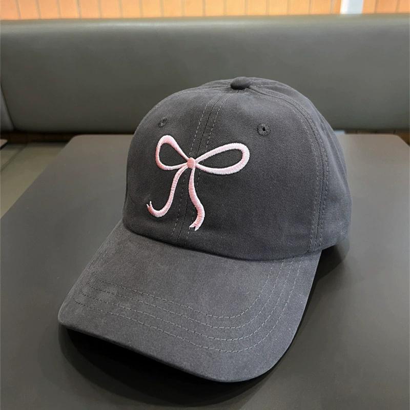 Милая бейсболка с бантом, хлопковая регулируемая кепка Snapback, весна-осень, вышитая женская кепка, повседневная кепка от солнца, козырек